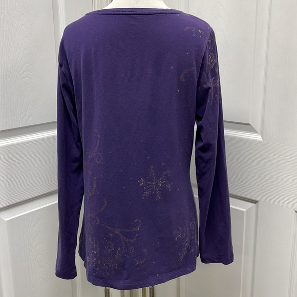 Coldwater Creek Purple Glitter Long Sleeve Tee Medium - Picture 5 of 9